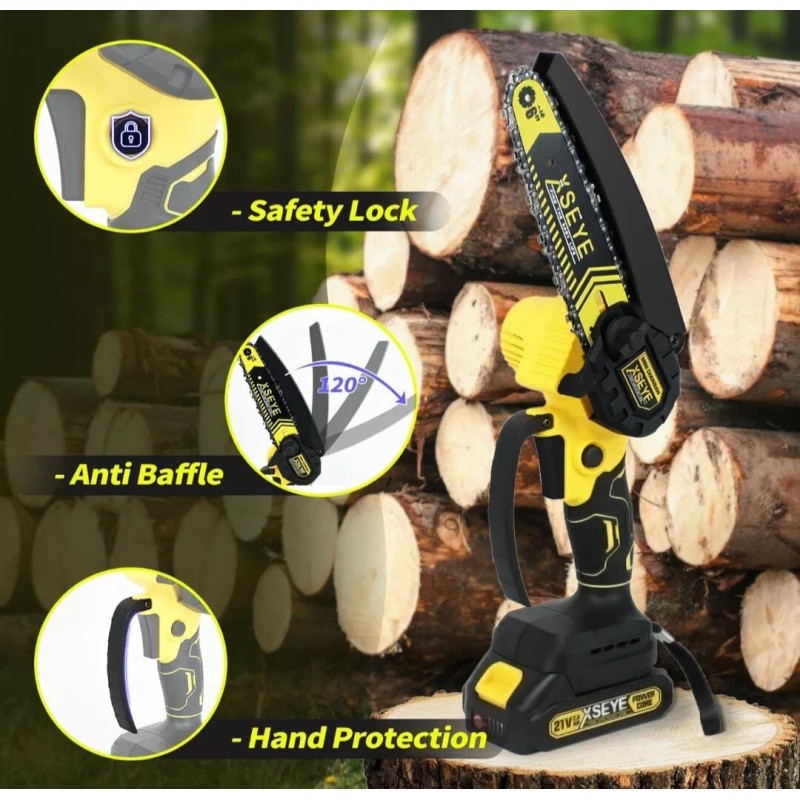 TOOLIFE Mini 6 Inch Rechargable Chainsaw 550W Motor 21V Battery