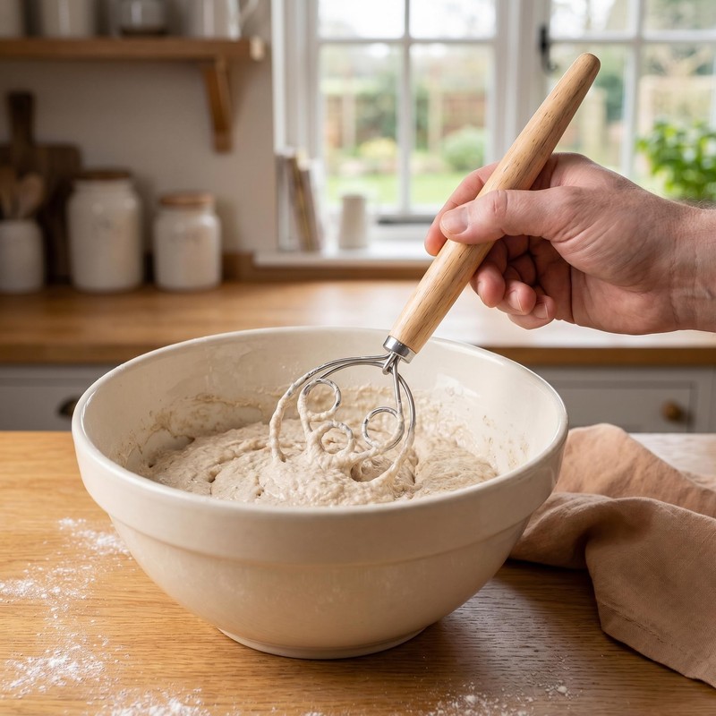 Danish Dough Whisk, 24cm Double Eye Stainless Steel Bread Dough