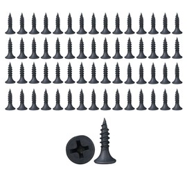 50 Pcs Black Self Tapping Screws, M3 x 6mm Multi Purpose Screws, Zinc Plating 304 Stainless Steel, Phillips Flathead Screws for Wood, Drywall and Furniture