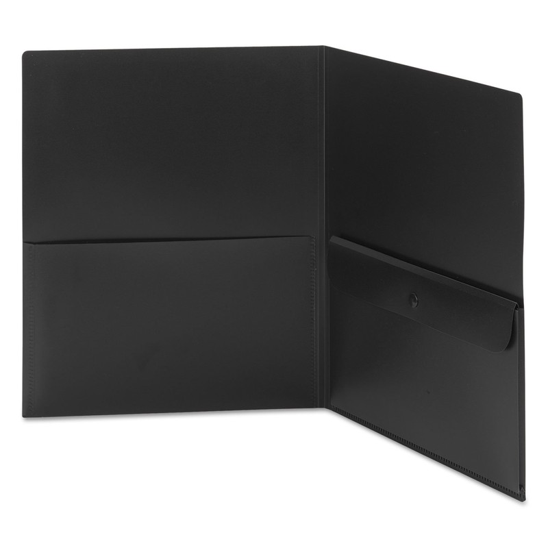 Smead Poly Two-Pocket Folder with Security Pocket, Letter Size, Black,
