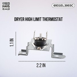 Haüs Parts 6931EL3003C Dryer High Limit Thermostat – Compatible with LG & Kenmore Dryers – Replaces 1268365, 6931EL3003G, PS3530484 (4-Pack)