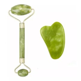 CB Rodillo Masaje Facial De Jade + Guasha Rejuvenece Kit Facial