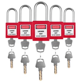 BULANGDI Lockout Tagout Locks Set - 5pcs Red Loto Locks, Lockout Locks Keyed Different, 2 Keys Per Lock, OSHA Compliant Lock Out Tag Out Padlocks, Safety Padlocks for Electrical Lockout Tag Out Kits