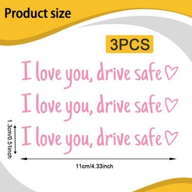 Tecledsn 3Pcs I Love You Driving Safe Mirror Sticker, Vinyl Die Cut Water Bottle Stickers, Car Cosmetic Mirror Driving Safe Car Sticker, Car Affirmation Sticker Accessories Gift for Women (Pink)