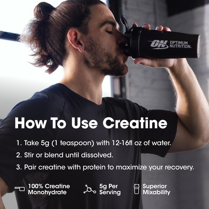 Optimum Nutrition Micronized Creatine Monohydrate Powder, Unflavored, 120 Servings, 600