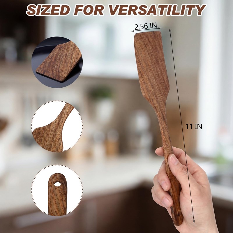 Sieral 20 Pcs Wooden Spatulas Bulk, 11 Inches Natural Acacia