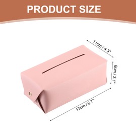 sourcing map Tissue Box Cover with Button Rectangle Tissue Box Holder PU Leather Facial Tissue Paper Dispenser for Tabletop Bathroom Bedroom Kitchen (Pink, 8.7 x 4.7 x 3.1 Inch)