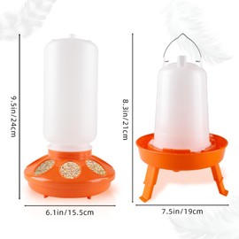 Chick Feeder Waterer Kit, 1L Chicken Feeder and 1.5L Chick Waterer Set with 3 Adjustable Heights, Hanging Chicken Water Feeder for Baby Chicken Quail Duck Poultry