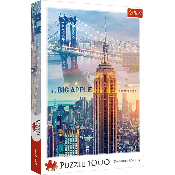 Trefl 1000 Piece Jigsaw Puzzle, New York at Dawn, Brooklyn Bridge, Empire State Building, City Skyline, USA, Adult Puzzles, 10393