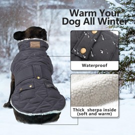 KYEESE Dog Coats Winter Dog Jacket for Windproof Padded Sherpa Dog Vest for Small Dogs Cold Weather Coats with Leash Hole