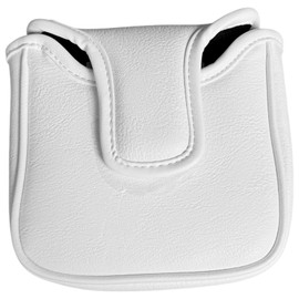 Oversized Golf Square Mallet Putter Cover, 5.91 x 5.51 Inches Mallet Putter Headcover with Magnetic Closure, Black or White Golf Putter Head Cover (White)