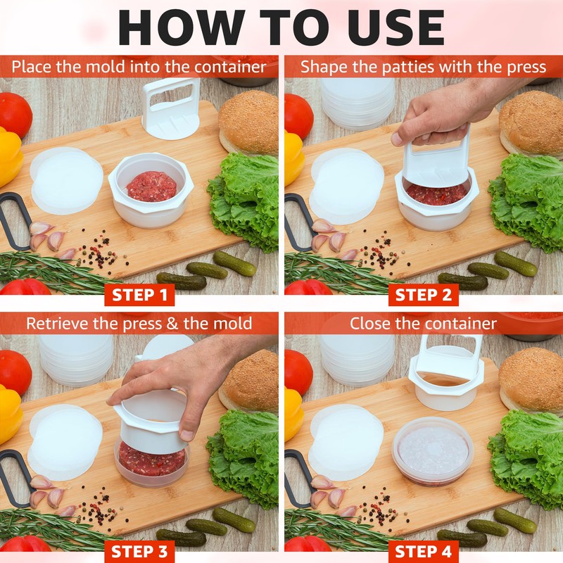 Mission Gallery Hamburger Press Patty Maker - 4 in1, Burger