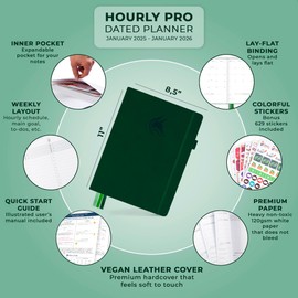 Clever Fox Planner PRO Schedule Dated (Jan 2025–Jan 2026) – Weekly & Monthly Life Planner with Time Slots, Appointment Book and Daily Organizer to Increase Productivity, A4 Hardcover – Forest Green