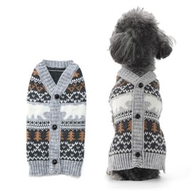 TENGZHI Dog Christmas Sweater Classical Argyle Knitted Cat Ugly Xmas Outfit Holiday Puppy Costumes Soft Fall Winter Warm Pet Sweater Vest Clothes for Small Medium Large Dogs Cats(L,Grey)