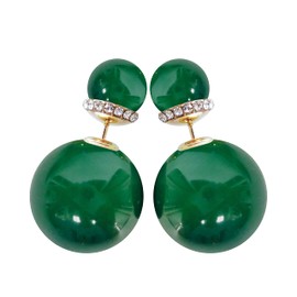 Navachi 18K Gold Plated Double Sided Colorful Faux Pearl Fashion Elegant Candy Crystal Zinc Stud Earrings for Women, Crystal zinc