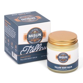 Misun Health Unscented Beef Tallow Moisturizing Hand & Body Balm - 100% Natural New Zealand Tallow Fragrance-Free