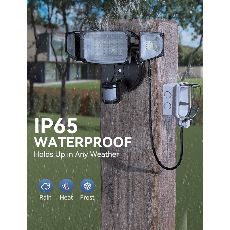 Olafus 42W Motion Sensor Outdoor Light Plug in, Motion Flood