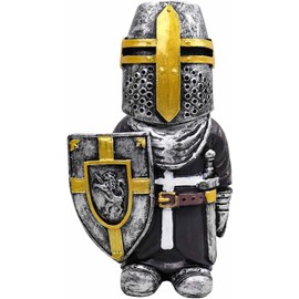 Fehodun 8 Pieces Garden Gnomes Knight Mini European Knight Statue Medieval Templar Recavator Guard Sculpture Guardian Indoor Figure Decoration Outdoor Garden Lawn Art Decor Gifts