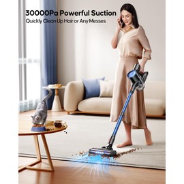 WLUPEL 30KPA 400W Cordless Vacuum Cleaner,Stick Vacuum with Max to 45 Mins Runtime Battery,80000RMP Powerful Motor Handheld Vacuum for Hard Floor/Carpet/Pet Hair/Car