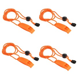 4 Pcs Emergency Whistle, Whistles with Reflective Lanyard safety survival Set whistle Super Loud Orange Emergency Survival Whistle Hiking Plastic for Outdoors, Mountaineering, Boating And Signalling