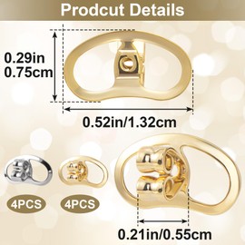 Isslly 4 Pairs Metal Earring Backs for Droopy Ears, Earring Backs for Heavy Earrings, Earring Supports Earring Lifters for Stretched Earlobes -Gold/White Gold Color