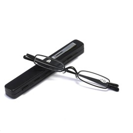 [REAVEE] 老眼鏡 ミニサイズフレーム メタル コンパクト ポケットに収納 軽量 男女兼用 おしゃれ ケース付き 度数 「+1.0」 ブラック