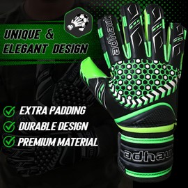 Adhawk Goalkeeper Gloves - Premium Quality Latex Palm with Finger Spine Protection & Double Layer Wristband - Premium Designed Goalie Gloves for Kids, Youth and Adult