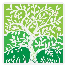 FINGERINSPIRE Trees of Life Painting Large Stencil 11.8x11.8 PET Spiral Tree Spraying Stencil Flowers Tree Wall Stencil Reusable Tree Branch and Leaves Stencil Vibrant Trees Templates for Home Decor