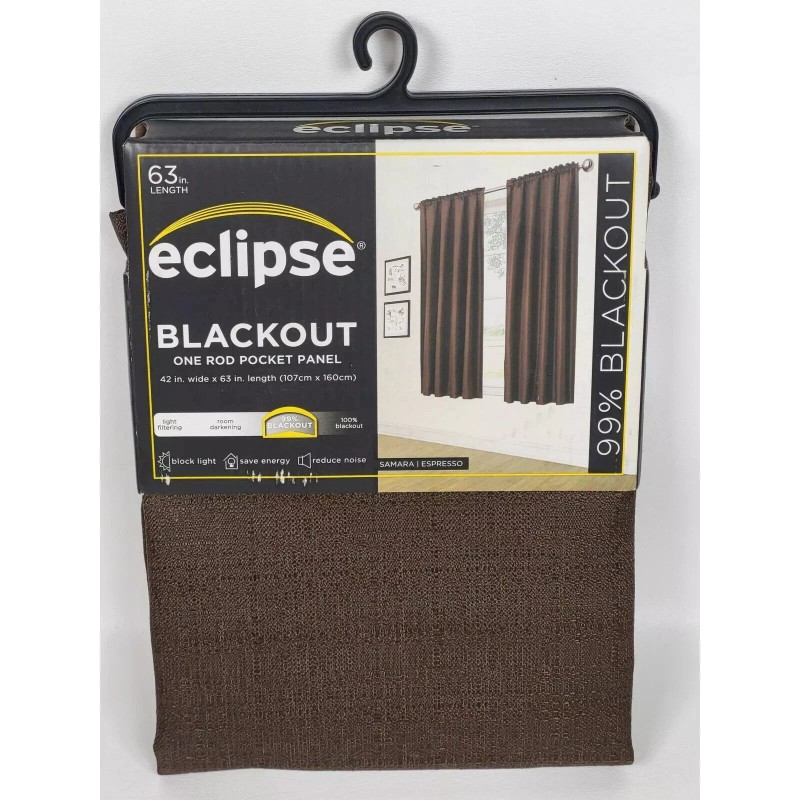Eclipse 63"X43" BLACKOUT CURTAIN PANEL(S) ESPRESSO DARK BROWN THERMAL PROTECTION