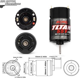 RCXAZ Brushed Power Combo 550 55T Motor 60/320A ESC BEC 6V/2A Splash-Proof for 1/10 RC Crawler Car Trx4 Trx6 Axial SCX10 II III Redcat Gen7 Gen8 V2 RC4WD D90,Slow Car