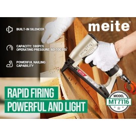 meite MT7116 22 Gauge 3/8''Crown Pneumatic Upholstery Stapler 1/4" - 5/8" Length