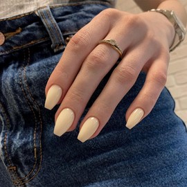 SXVME Dark Red False Nails Coffin, Medium Short Press on Nails Coffin, Burgundy Glue on Nails Gel Fake Nails for Women, Short Ballerina Acrylic Nails for Daily Wear 24 Pcs