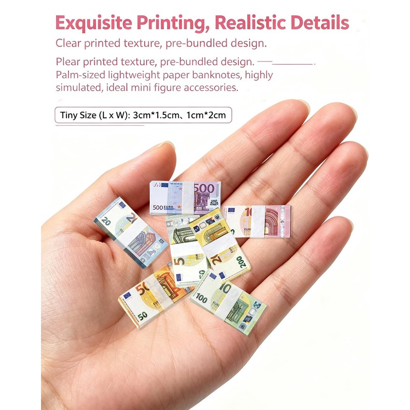 EYVRPAU Play Money 7 Sets (Approx 120 Pieces) Miniature, 7