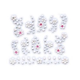 Pink Faux Acrylic Floral w/Rhinestone Nail Stickers/Decals