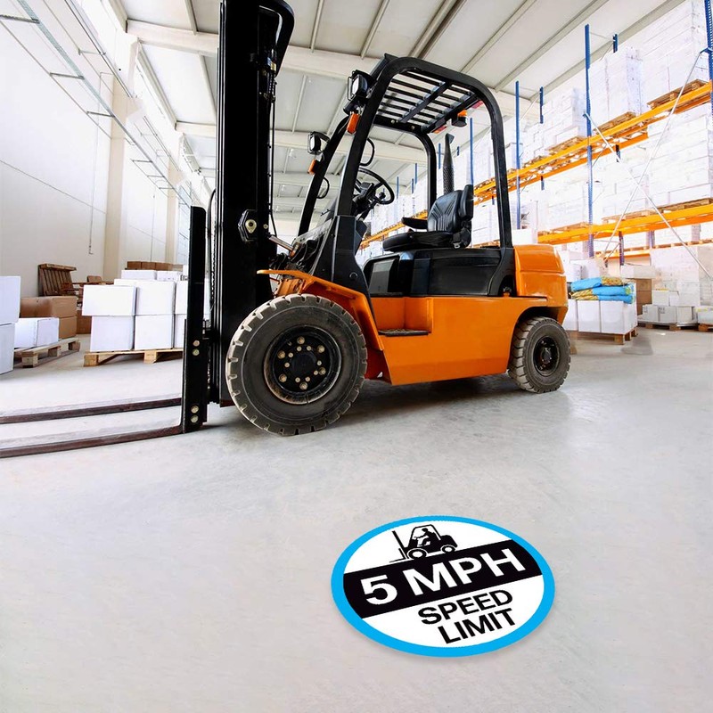 Forklift Floor Decal (Forklift 5 MPH Speed Limit, 15")