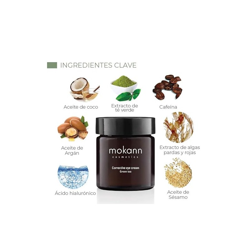 Mokkan Crema Contorno de Ojos Anti-Edad Cafeina Te Verde y