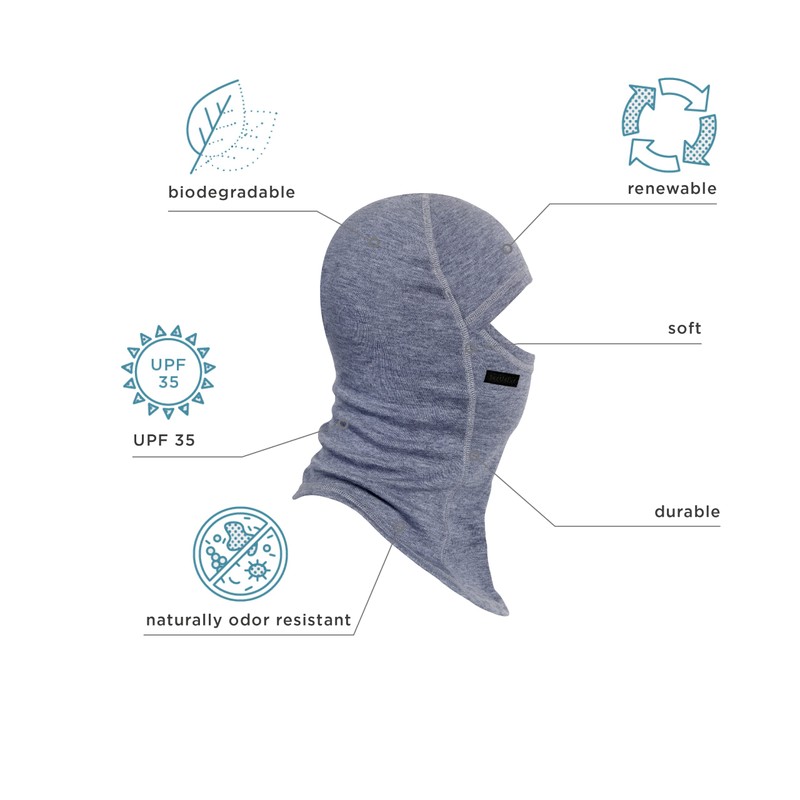Turtle Fur Merino Wool with Tencel MaxClava Performance Balaclava, Ink
