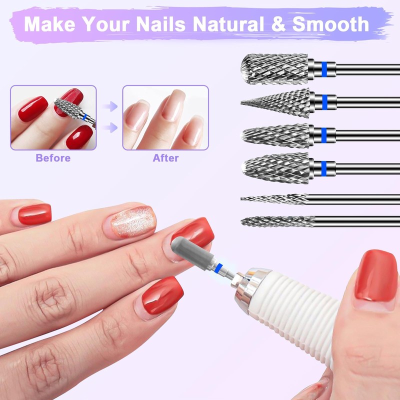 CGBE Nail Cutter Bits, 6 Piece Nail Cutter Tips Grinding