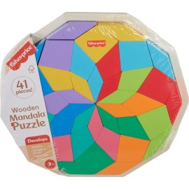 Fisher-Price Multicolor Wooden Mandala Puzzle 40 Piece Shape Sorting Toy for Kids 3 Years+