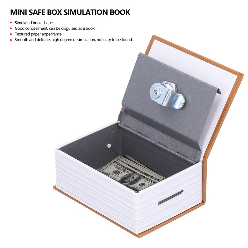 Mini Safe Box with Lock and Keys, Simulation Book for
