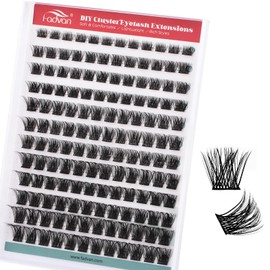 DIY Lash Clusters Extensions - D Curl 0.07mm 8-16mm Mixed Lengths, 144 Clusters Natural Look, Thin Band for Comfort (F32-07-D)