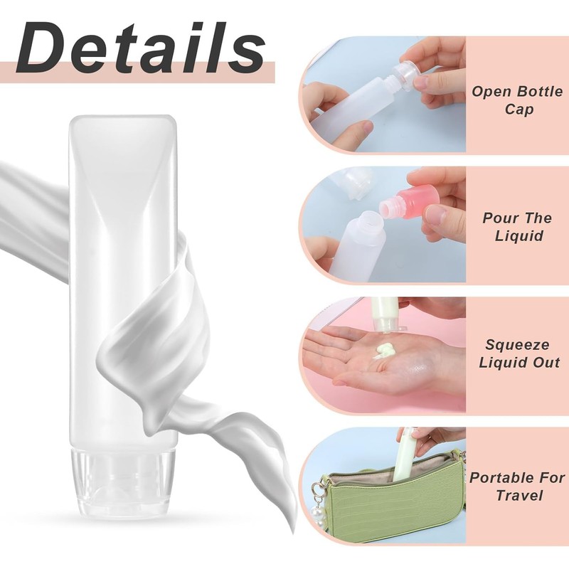 Clear Plastic Refillable Toothpaste Tubes, 6 Pack Empty Cosmetic Soft