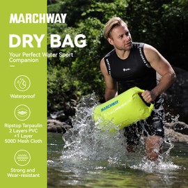 MARCHWAY Floating Waterproof Dry Bag Backpack 5L/10L/20L/30L/40L, Roll Top Sack Keeps Gear Dry for Kayaking, Rafting, Boating, Swimming, Camping, Hiking, Beach, Fishing (Bright Yellow, 40L)