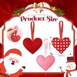 Syhood 12 Pcs Felt Heart Hanging Ornaments Valentines Day Heart Shaped Decorations Red and Pink Heart Ornaments for Valentine's Day Wedding Anniversary Party Decor