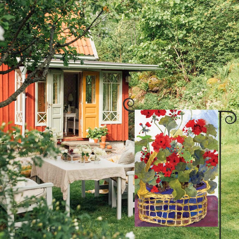 DMERBYL Geranium Basket 12.5 X 18" Decorative Garden Flag