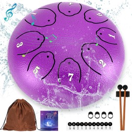 Steel Tongue Drum: 6 Inch 8 Notes Rain Drum for Outdoor Use, Hang Drum Instrument, Handpan Drum for Kids, Sound Healing Meditation (Lavender Purple)
