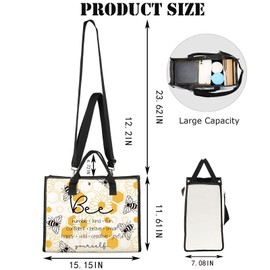 JNIAP Bumble Bee Teacher Tote Bag Bee Lover Gifts Bumble Bee Gifts Bee Humble Kind Fun Confident Brave Smart Bee Shoulder Bag (Bee humble Tote)