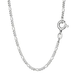 NKlaus 925 Sterling Silver Chain for Men and Women, High-Quality Figaro Curb Chain (38-80 cm), Elegant Diamond-Coated Necklace, 1.6 mm Wide, Sterling Silver