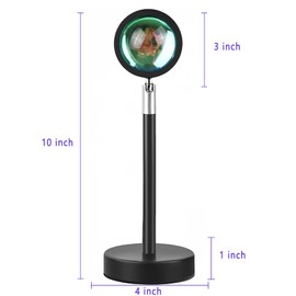 X-CHENG Sunset Projection Lamp,16 Colors Projector Lights Rotation Rainbow Projection Lamp 180 Degree USB Charging Lighting, Romantic Sunset Lamp for Self-Media Light (Black-B)