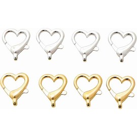 Noguez. Pack con 80 Argollas para Llaveros en forma de Corazón, 40 Dorados y 40 Plateados, Mosquetones para Llaveros, Ganchos con Cierre de Langosta.